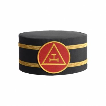 ROYAL ARCH CHAPTER CROWN CAP RED TRIPLE TAU WITH GOLD BRAIDS
