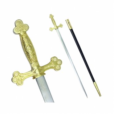 Fellowcraft Blue Lodge Sword - Square Compass with Golden Hilt