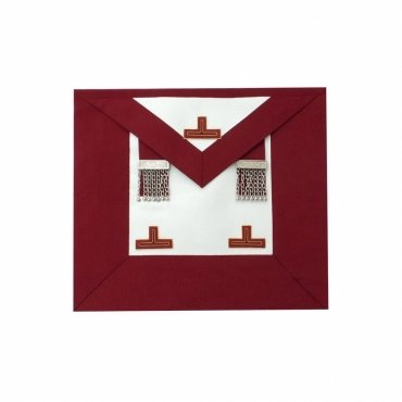 GRAND STEWARD CRAFT ENGLISH REGULATION APRON - WHITE & WIDE MAROON