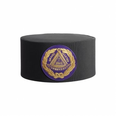 GRAND MASTER BLUE LODGE CROWN CAP BLACK RAYON WITH PURPLE PATCH