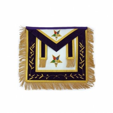 PATRON OES APRON WHITE NAVY BLUE SATIN