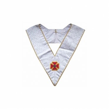 30th Degree Scottish Rite Collar White Moire with Gold Borders