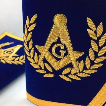 Master Mason Blue Lodge Cuff - Blue Hand Embroidered Square & Compass G