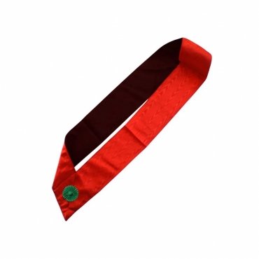 8th Degree Scottish Rite Sash - Red Moire with Green Rosette