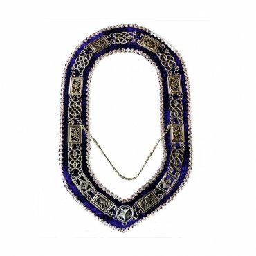Grand Officers Blue Lodge Chain Collar Silver with Purple Velvet
