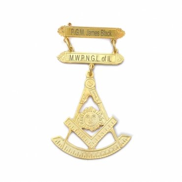 Past Master Blue Lodge California Regulation Breast Jewel - Engravable Bar Pins