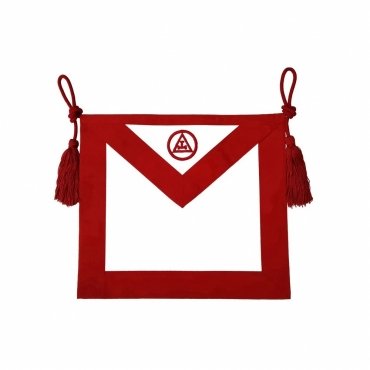 ROYAL ARCH CHAPTER APRON - RED TRIPLE TAU INSIGNIA WITH CORDS