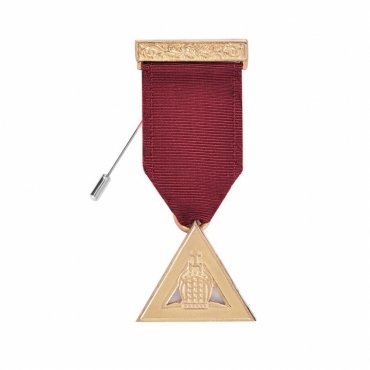 Grand High Priest Allied Masonic Degrees Breast Jewel - Gold Plated With Ribbon
