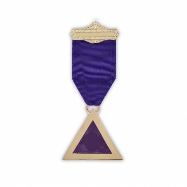Superintendent Allied Masonic Degrees Breast Jewel - Gold Plated With Ribbon