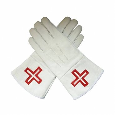 St. Thomas of Acon Gauntlet - White Leather with Red Cross