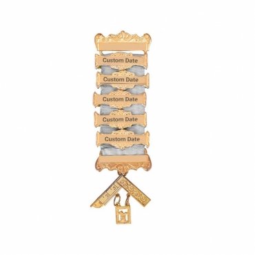 Past Master Craft English Regulation Breast Jewel - Gold Plated With Engravable Bars