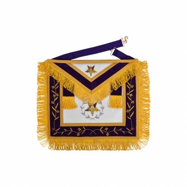 WORTHY PATRON OES APRON PURPLE VELVET WITH SQUARE COMPASS G WITH SILVER WREATH