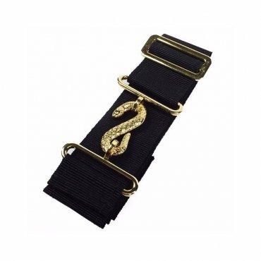Masonic Apron Belt Extender - Black Belt with Silver Gold Clasp