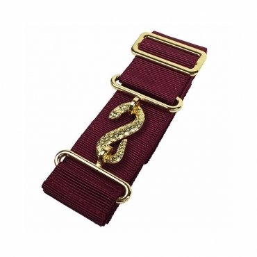 Masonic Apron Belt Extender - Maroon Belt with Silver Gold Clasp