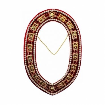 Shriners Chain Collar Gold Plated With Rhinestones