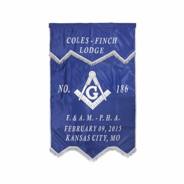 Master Mason Blue Lodge Banner - Printed With Silver Braid & Fringe