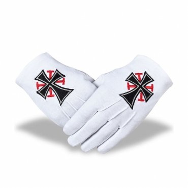 Knights Templar Commandery Glovess - Cotton With Black Cross