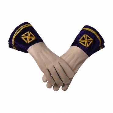 Past Grand Commander Knights Templar Commandery Gauntlet - Leather & Purple Velvet