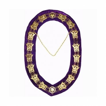 32nd Degree Scottish Rite Chain Collar Wings Up Gold Plated Square & Compass