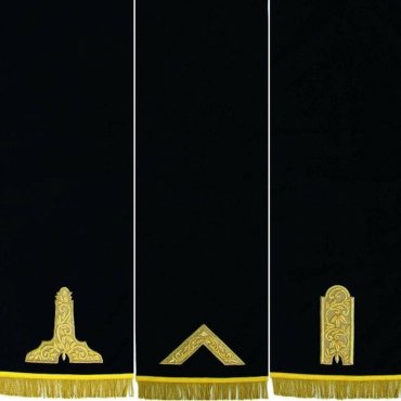 Officers Blue Lodge Pedestal Cover - Hand Embroidered Set Of Three