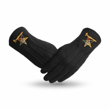 OES Gloves - Pure Black Cotton With Gold Gavel