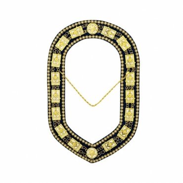 Past Master Blue Lodge Chain Collar Blue Backing with Gold Rhinestones