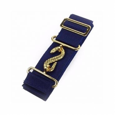 Masonic Apron Belt Extender - Navy Blue Belt with Silver Gold Clasp