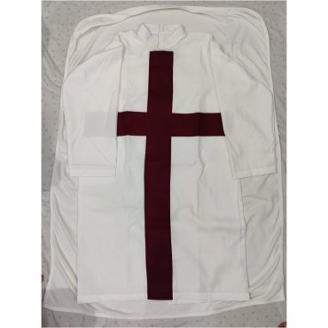 Knights Templar English Regulation Tunic - Maroon Cross & White