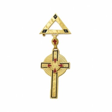 Past Commander Knights Templar Commandery Breast Jewel - Triangular Bar Pin