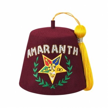 Order of The Amaranth Fez Hat - OES Star Rhinestones