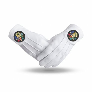 OES Gloves - Cotton With Black Patch With Colorful Flowers