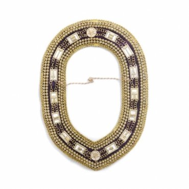 OES Chain Collar Purple Backing With Gold Rhinestones