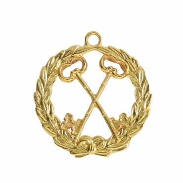 Grand Treasurer Knights Templar Commandery Officer Collar Jewel - Gold Plated