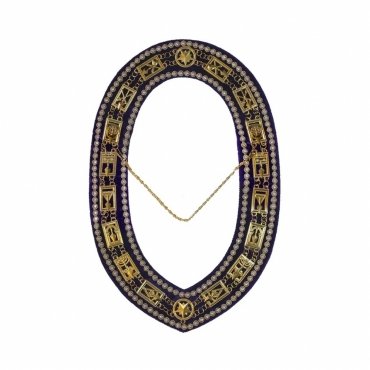 Past Master Blue Lodge Chain Collar Gold Plated on Blue Velvet