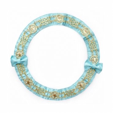 OES Chain Collar Gold Plated on Sky Blue Velvet