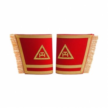 Royal Arch Chapter Cuff - Red Velvet With Triple Tau Emblem