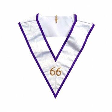66th Degree Memphis Misraim French Regulation Collar White Moire Ribbon