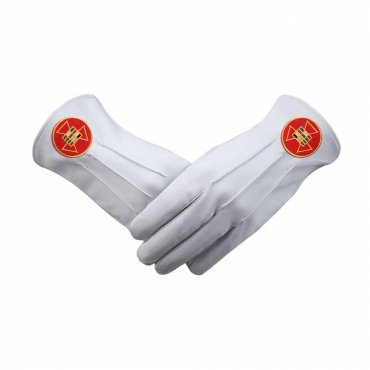 Past High Priest Royal Arch Chapter Gloves - Leather With Red Round Patch