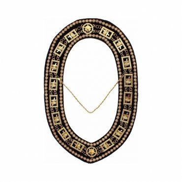 Knights Templar Commandery Chain Collar Gold Plated with Rhinestones