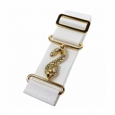 Masonic Apron Belt Extender - White Belt with Silver Gold Clasp