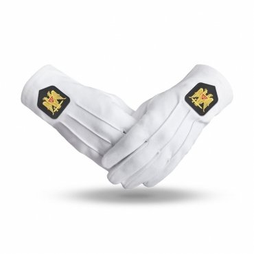 32nd Degree Scottish Rite Gloves - Pure Cotton With Double Eagle