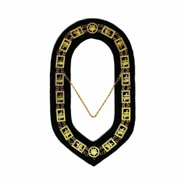 Knights Templar Commandery Chain Collar - Gold Plated on Black Velvet