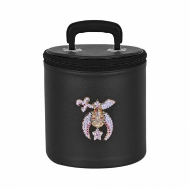 Shriners Fez Case - Black Synthetic Leather With Rhinestones