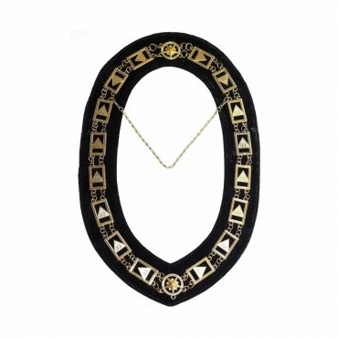 33rd Degree Scottish Rite Chain Collar Gold Plated on Black Velvet