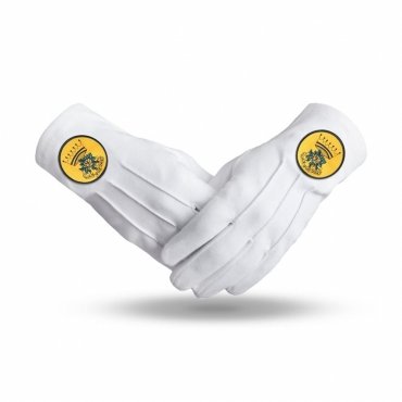 Rose of Seven Seals Gloves - White Pure Cotton Yellow Round Patch