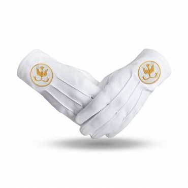The Order Of The Golden Circle PHA Gloves - White Cotton With Gold Emblem
