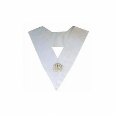 28th Degree Scottish Rite Collar All White Moire with Eye & Rays