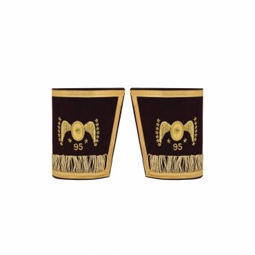 95th Degree Memphis Misraim French Regulation Cuff - Maroon Velvet Golden Braid Hand Embroidered