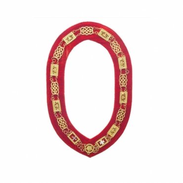 Order Of Malta Chain Collar Gold With Red Velvet Backing
