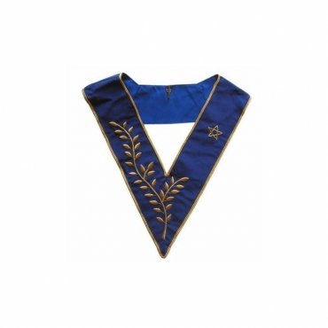 Thrice Powerful Master Scottish Rite Collar Blue Moire Hand Embroidery